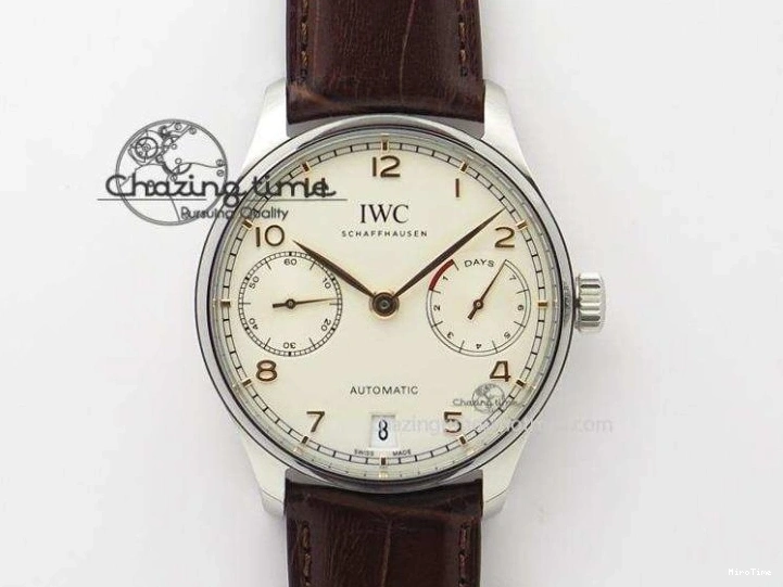 MIROTIME 1219 Unisex Portuguese Real PR RG IW500702 ZF 1:1 Best Edition On Brown Leather Strap A52010 V 7303